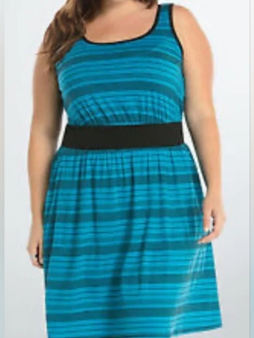 Torrid Teal & Black Striped Scoop-Neck Midi Dress 2x